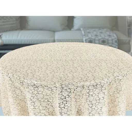 [00000005] Home Concept Nappe de table + 4 Napperons pour salon 180 cm - Beige